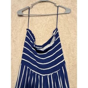 Hem & Thread Blue White Stripe Smocked Top Wide Leg Jumpsuit Pants Size L